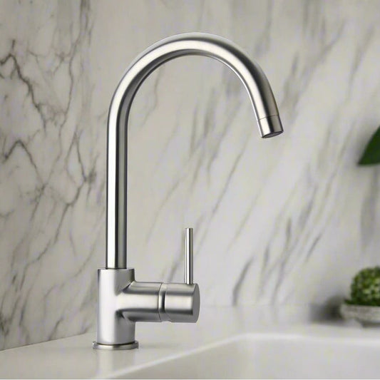 ברז מטבח ברבור פיה מסתובבת ניקל מוברש