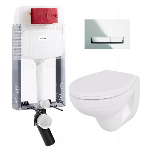 אסלה תלויה לבלוק מיכל 12 ס"מ לחצן PYRAMID כרום