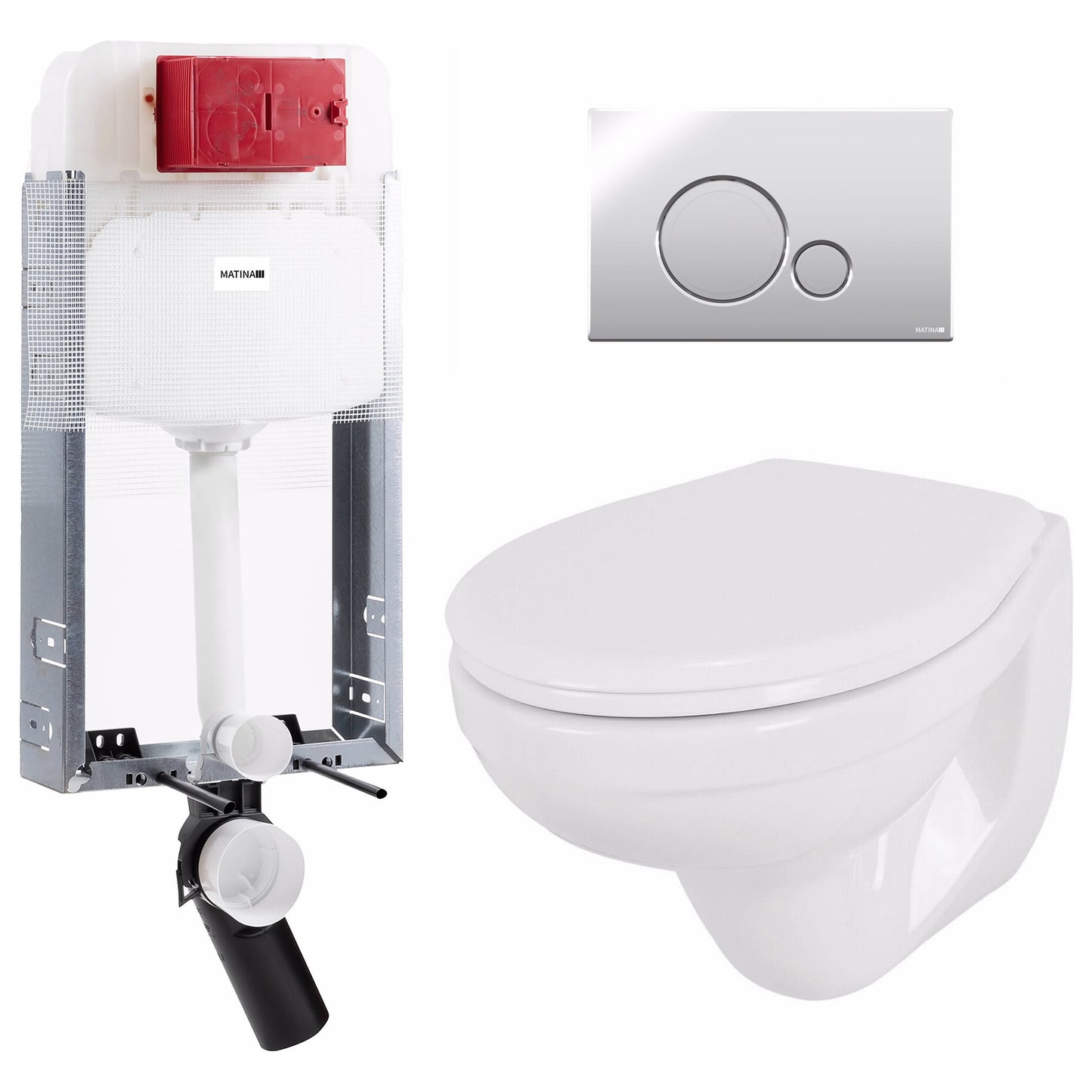 אסלה תלויה לבלוק מיכל 12 ס"מ לחצן CYRCEUS כרום