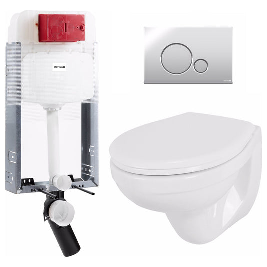 אסלה תלויה לבלוק מיכל 12 ס"מ לחצן CYRCEUS כרום