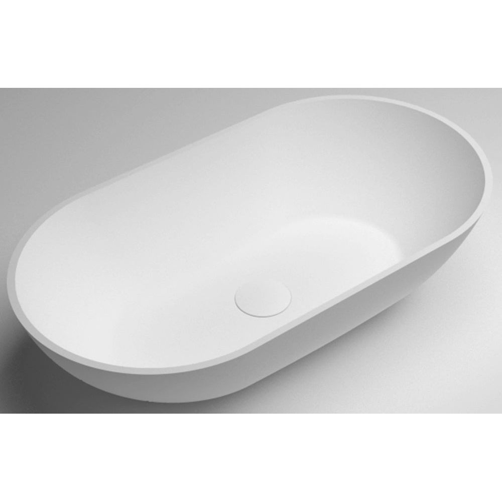 כיור מונח אובלי אקרילי 64.4*35.3 ס"מ לבן מט