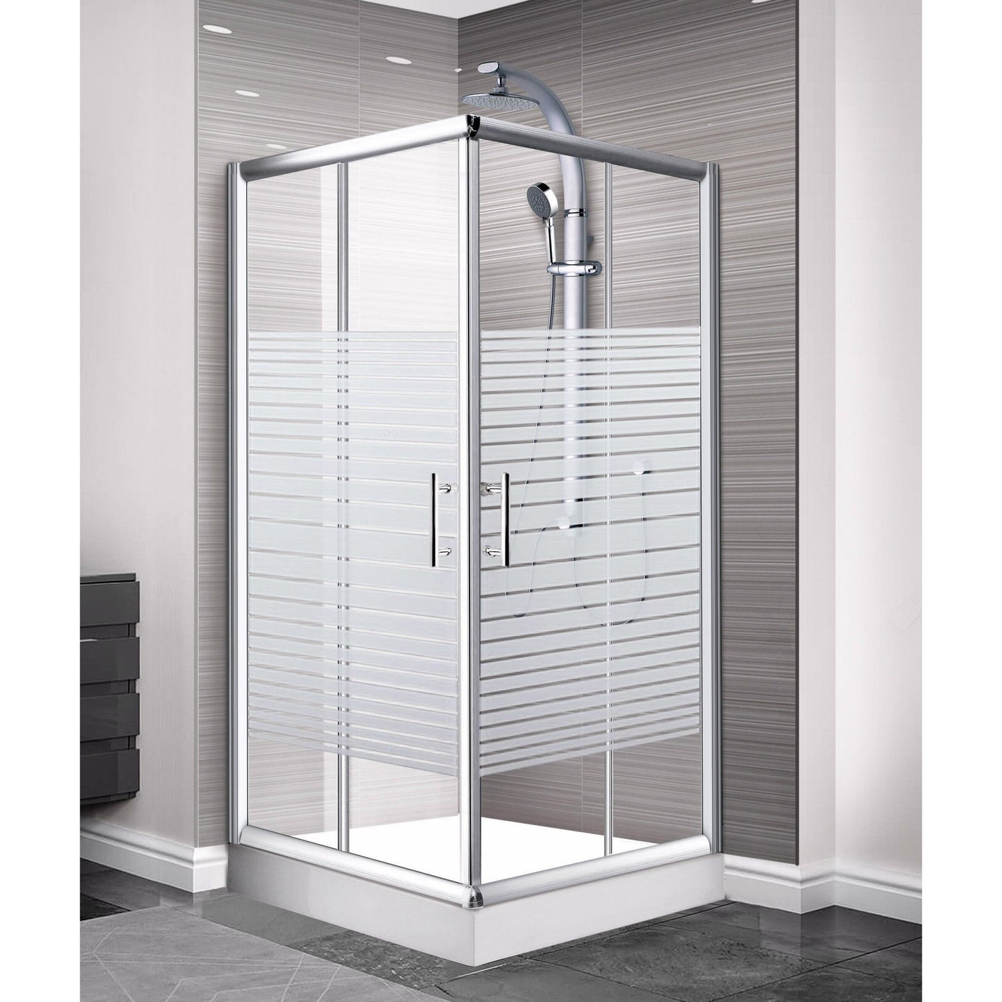 מקלחון פינתי הזזה מלבורן 77-80ס"מ זכוכית צרובה