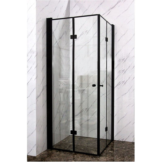 מקלחון פינתי הרמוניקה חלק פרזול שחור דגם 409 - 86-89 ס"מ