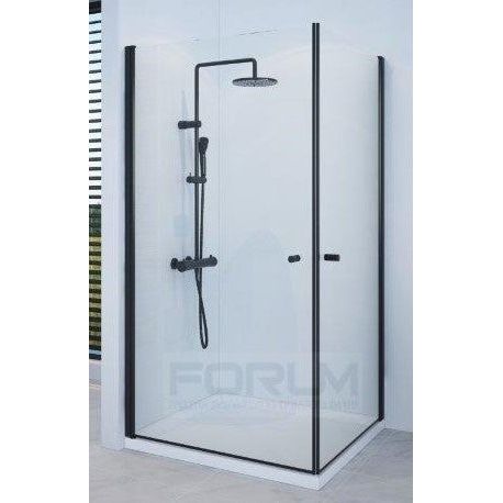 מקלחון IN/OUT שחור זכוכית שקופה 76.5-79 ס"מ