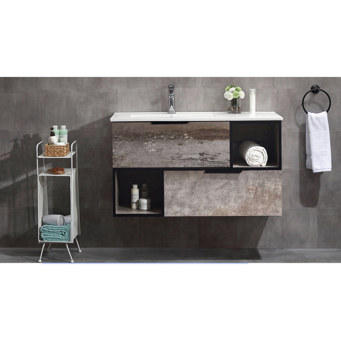 ארון אמבטיה תלוי פאלרמו 81 ס"מ בצבע בטון