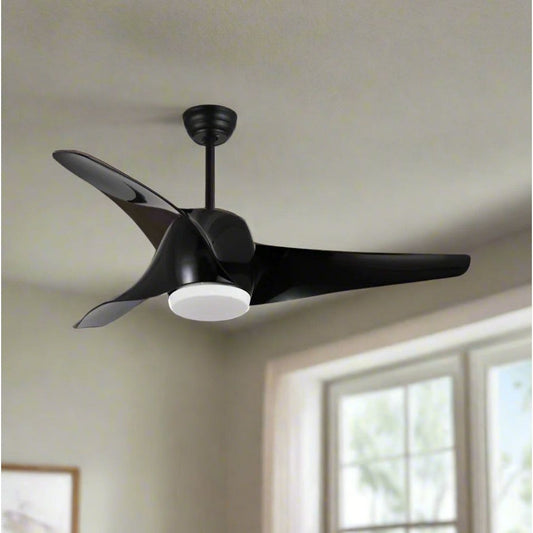 מאוורר תקרה דקורטיבי עם שלט 3 כנפיים "52 בגוון שחור