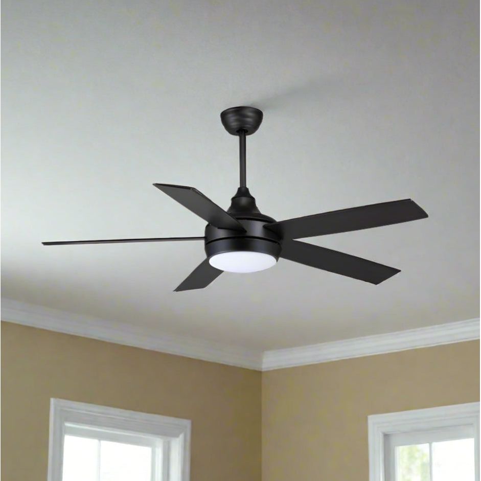 מאוורר תקרה מודרני עם שלט 5 כנפיים "52 שחור
