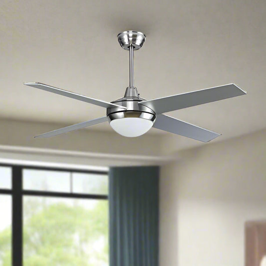 מאוורר תקרה מודרני 4 כנפיים "48 מסדרת מלטמי בגוון כסף