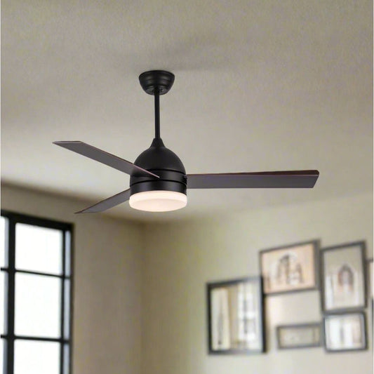 מאוורר תקרה עם שלט 3 כנפיים "52 מסדרת טייפון בגוון שחור