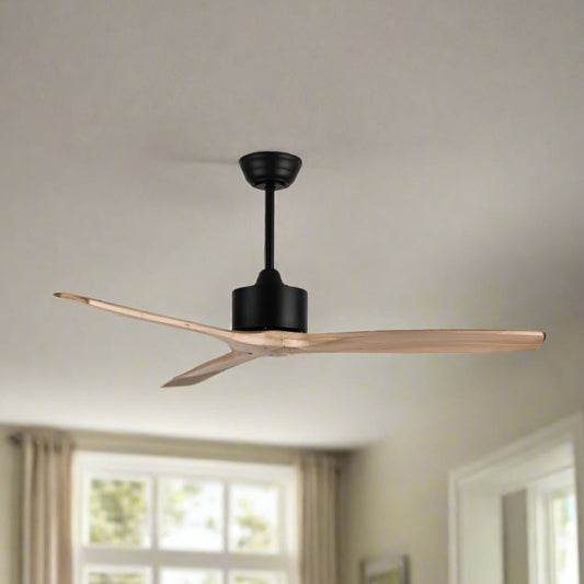 מאוורר תקרה עם שלט 3 כנפיים מעוצב "48 בגוון עץ בהיר