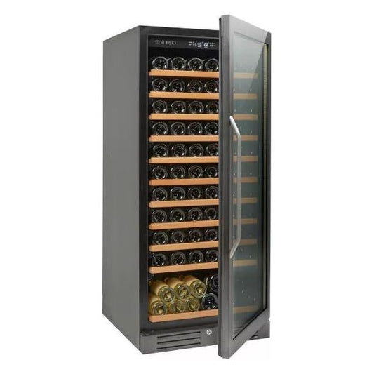 מקרר יין Vinopo מדפי עץ מסגרת שחורה עד 121 בקבוקים