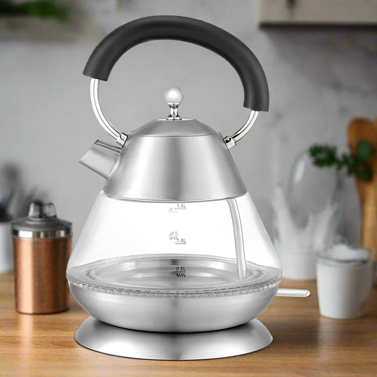 קומקום חשמלי פירמידה זכוכית 1.5 ליטר דגם ATL-716 של GOLD LINE