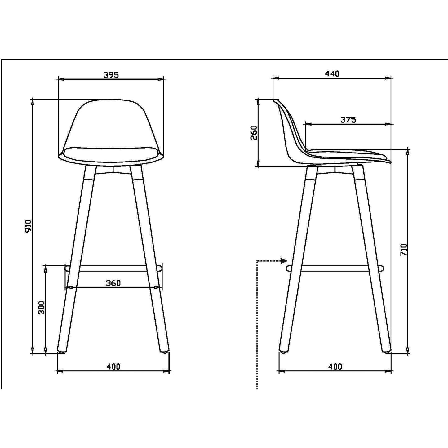 כיסא בר דגם נילי צבע שחור