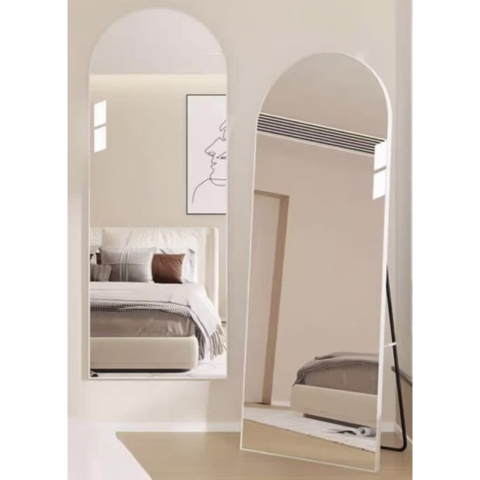 8635 מראה חצי אובלית לבן על רגל 42 *152