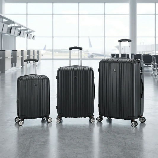 סט מזוודות קשיחות MIAMI צבע שחור, airport, airport style, Bright Clean.