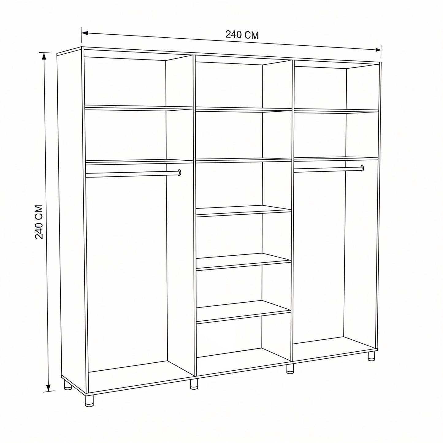 ארון בגדים עמי 6 דלתות לבן