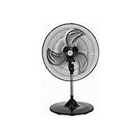 מאוורר עומד פועל על רקע לבן.