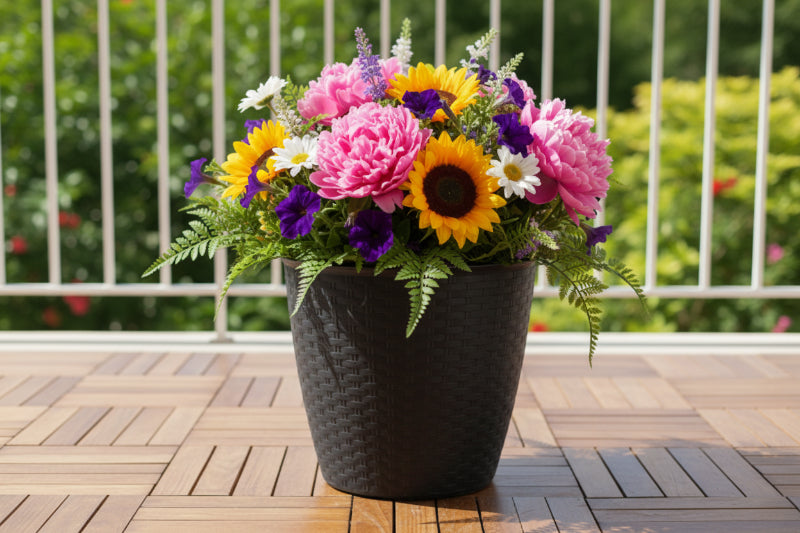 אדנית עגולה ראטן 29.3 ליטר קוטר 35 ס"מ