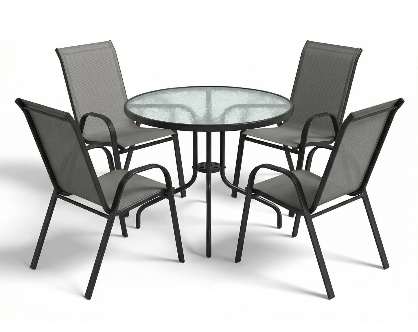 פינת אוכל שולחן "ניו יורק" 90 ס"מ שחור + 4 כסאות "ואלרי אפור