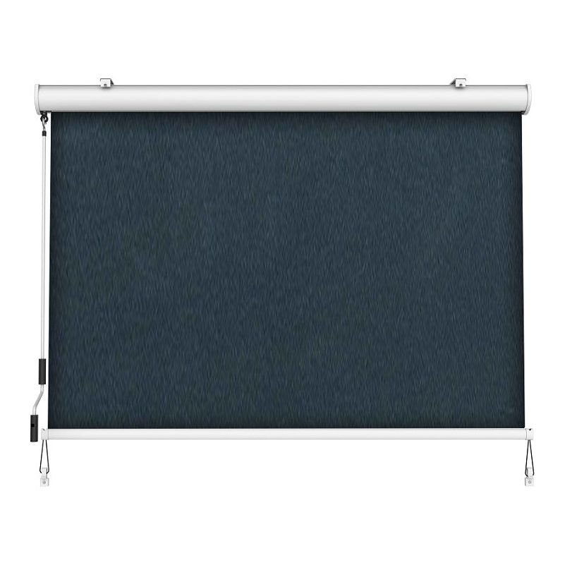 מסך גלילה חשמלי תלוי על קיר.