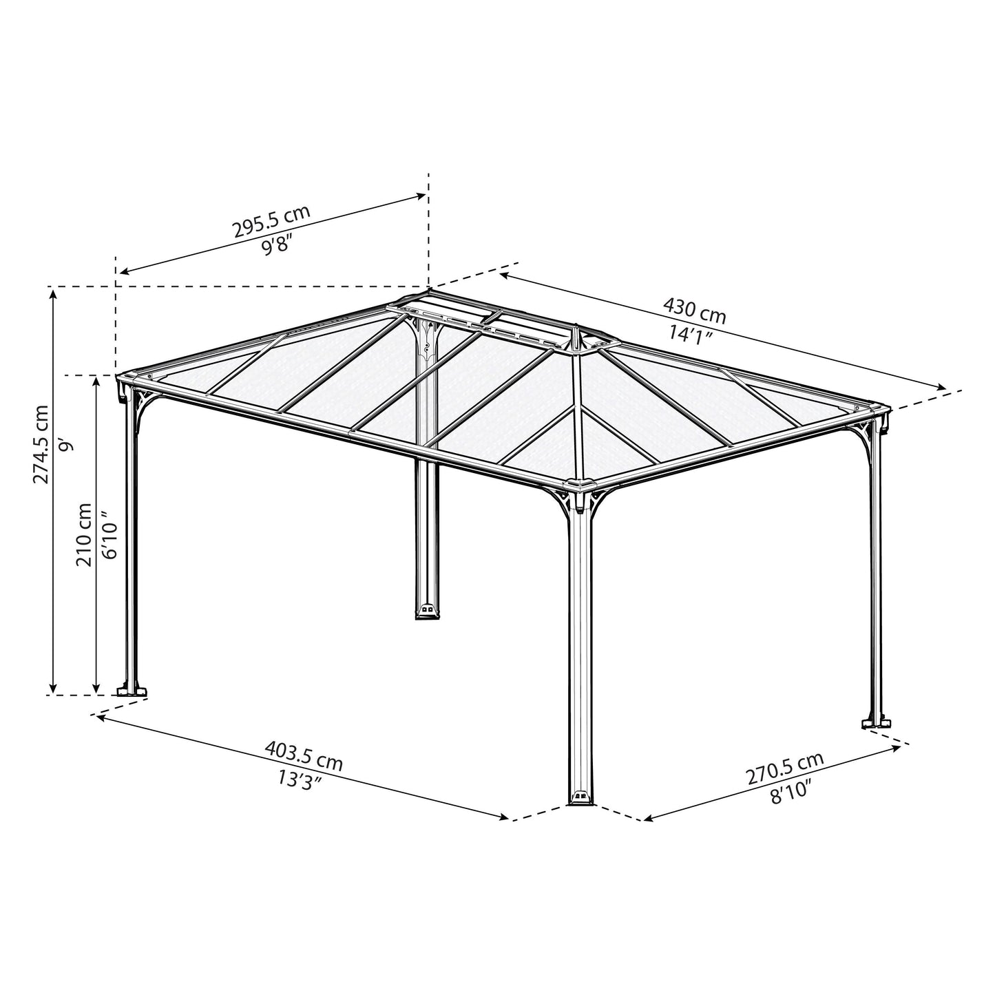 גזיבו לגינה Martinique אפור כהה 3x4.3