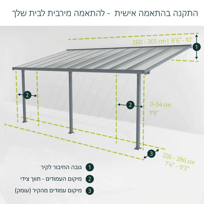פרגולה אלומיניום Feria לבנה 3X6.1 מבית פלרם - Canopia 702725