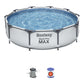 בריכת שחייה עגולה, מסננת ומסנן, רקע לבן.  
Bestway Steel Pro MAX