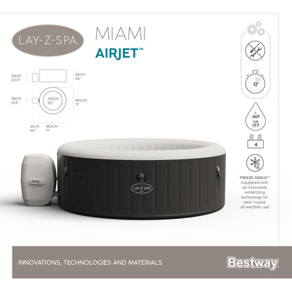 ג'קוזי מתנפח מיאמי, דגם MIAMI 60001 , יבואן רשמי BESTWAY