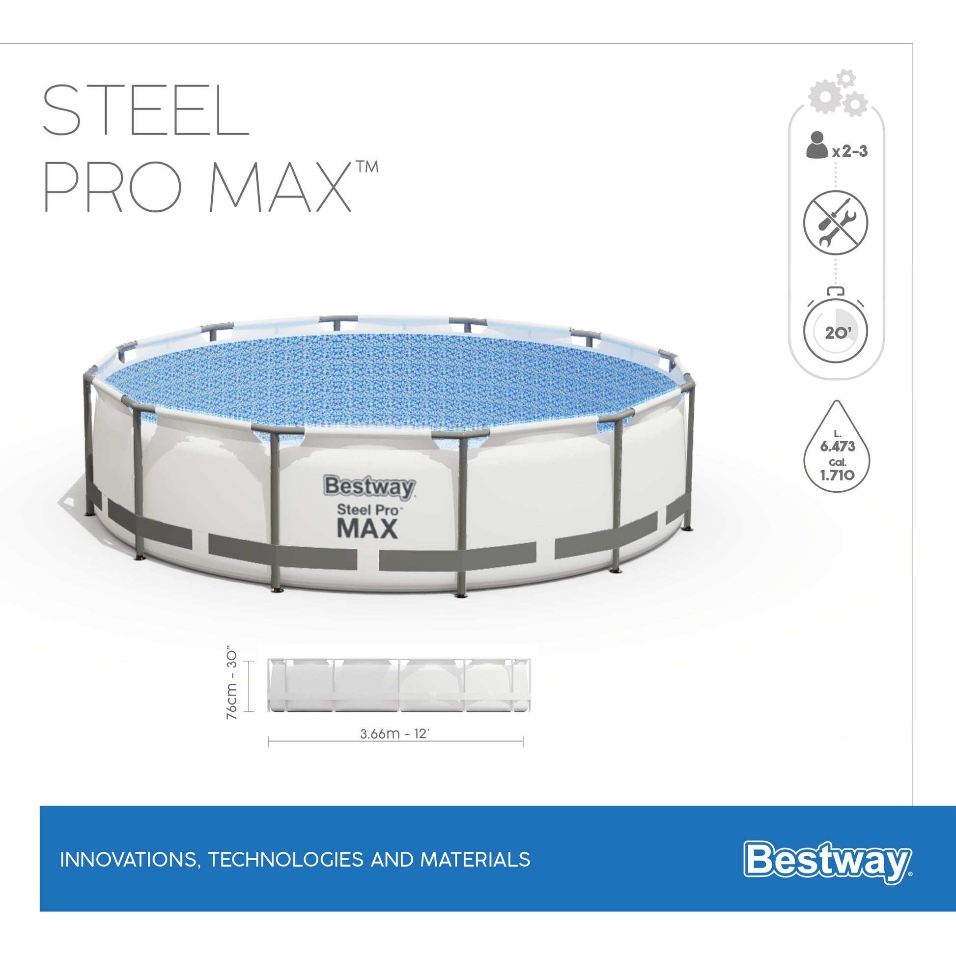 בריכה ביתית עגולה 76*366 ס"מ דגם 56416 Bestway