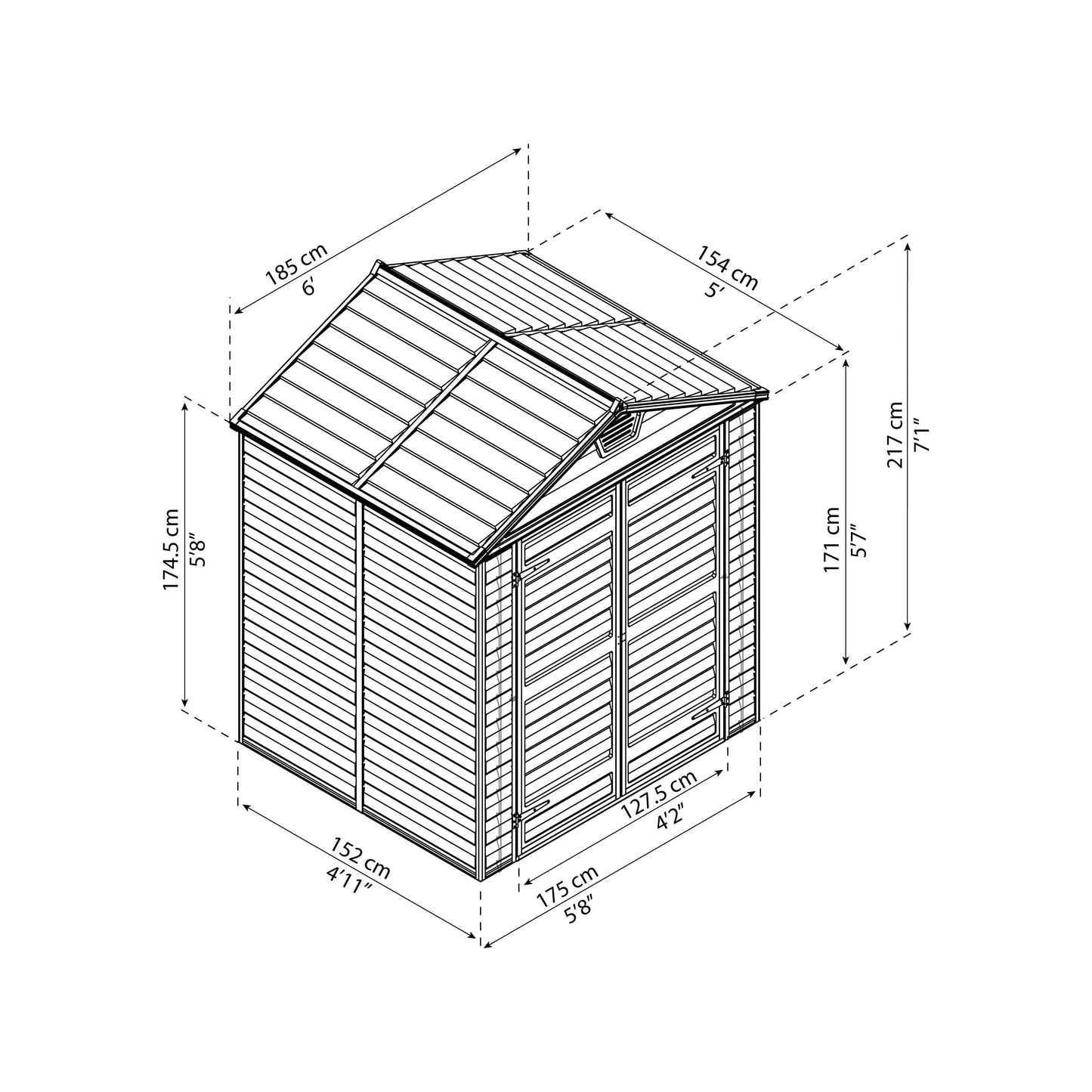 מחסן גינה Skylight אפור1.9 X1.5 מבית פלרם - Canopia