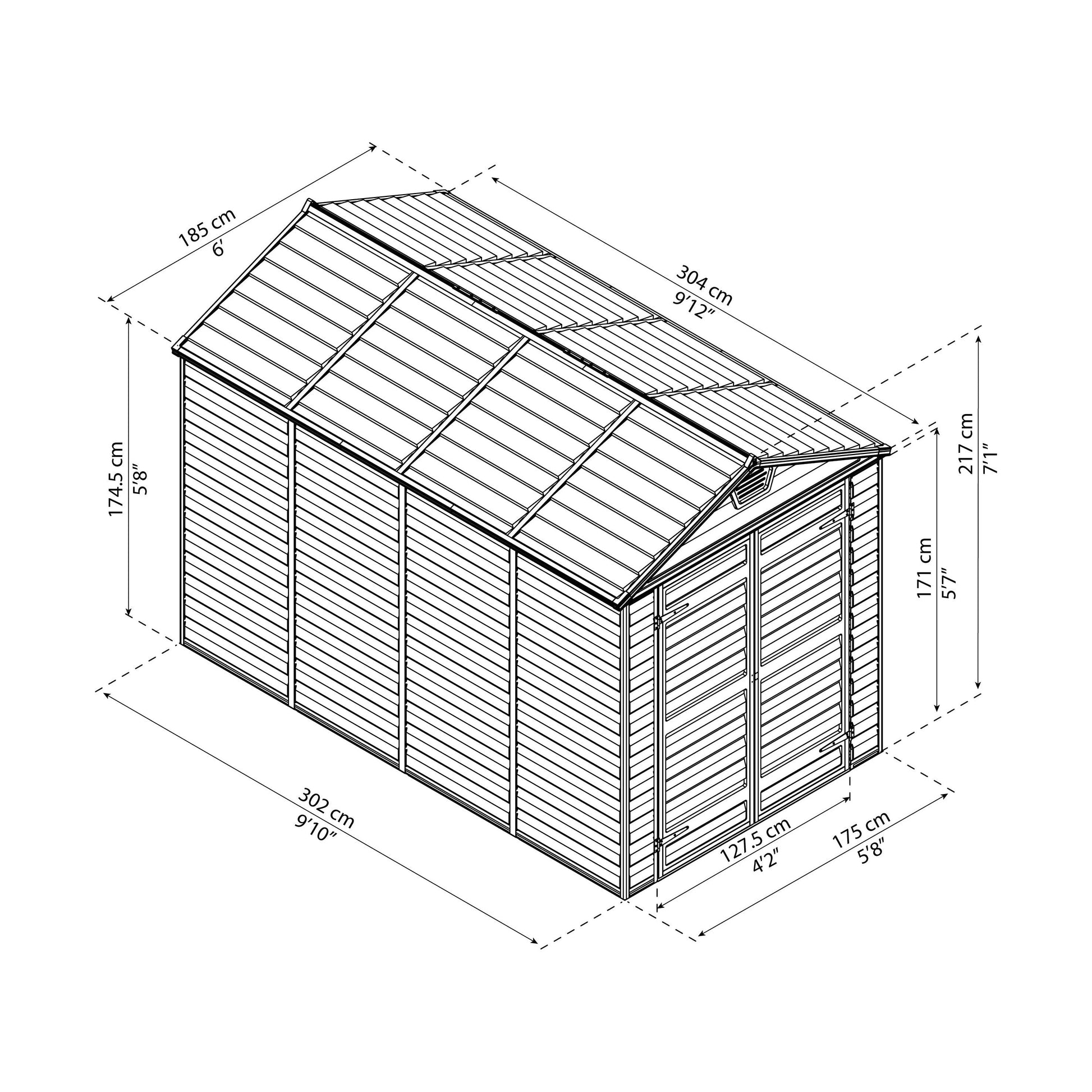 מחסן גינה Skylight אפור 1.9X3 מבית פלרם - Canopia