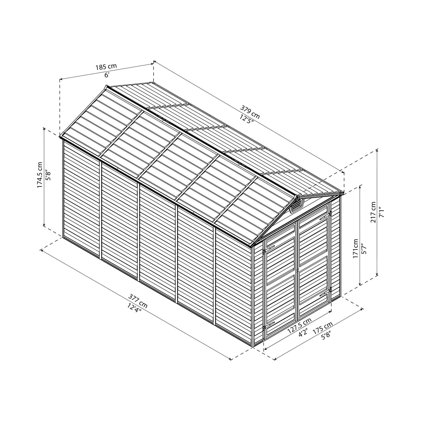 מחסן גינה Skylight אפור 3.8X1.9 מבית פלרם – Canopia