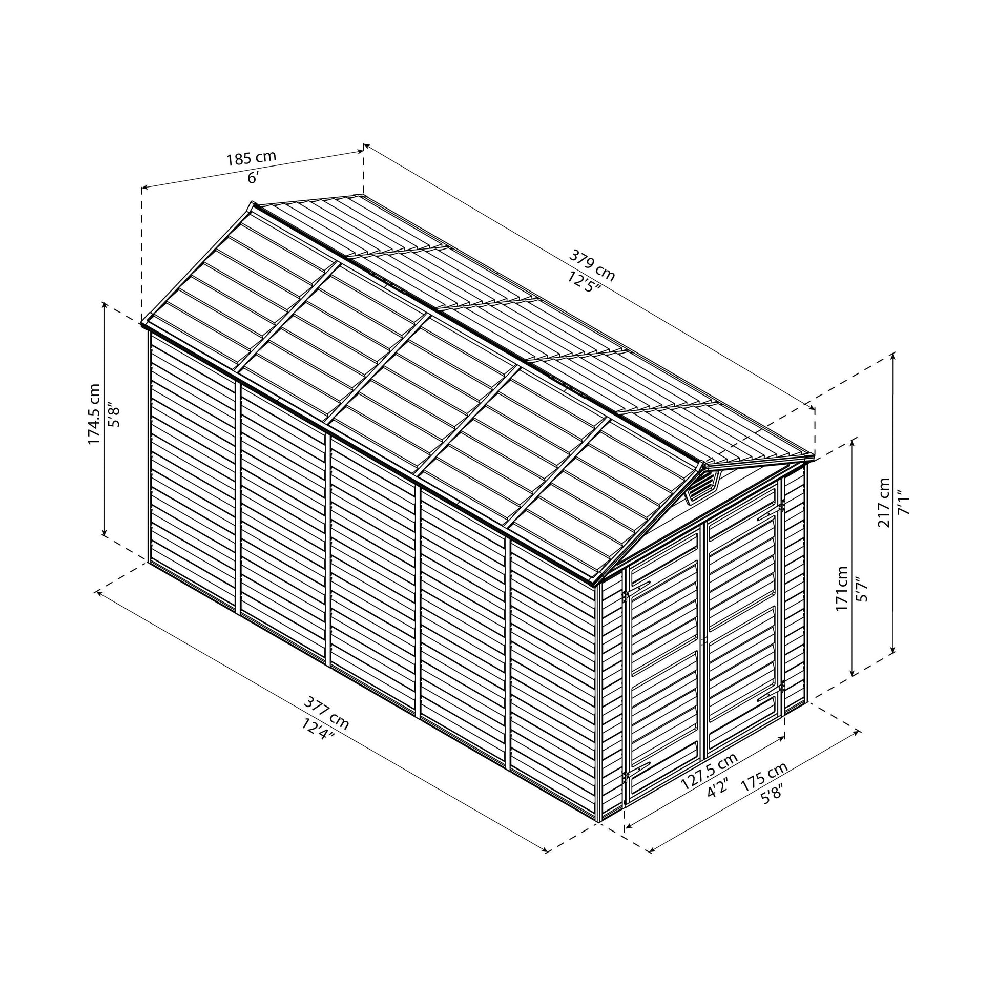 מחסן גינה Skylight אפור 3.8X1.9 מבית פלרם – Canopia