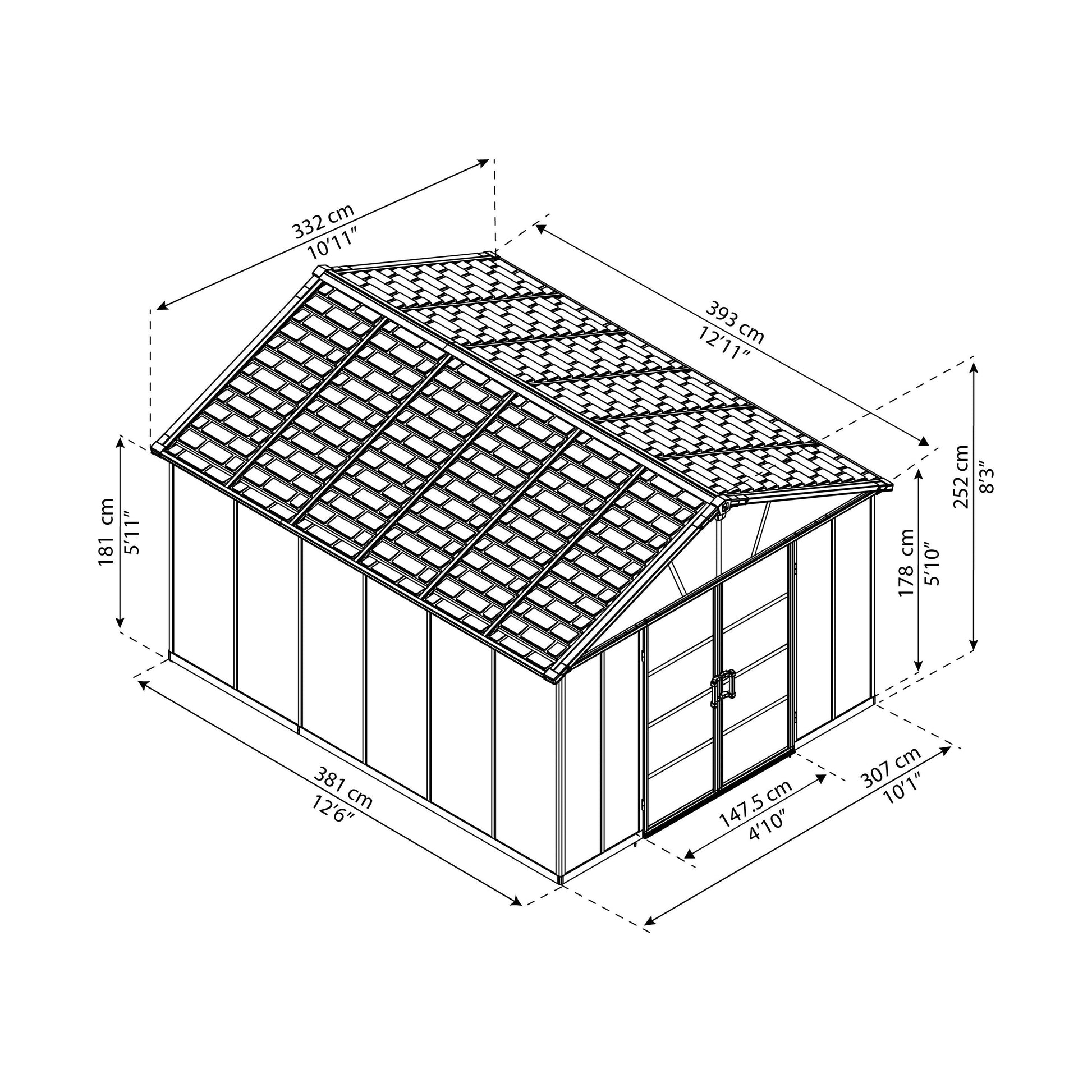 מחסן גינה Yukon אפור כהה כולל רצפה 3.3X4 מבית פלרם - Canopia