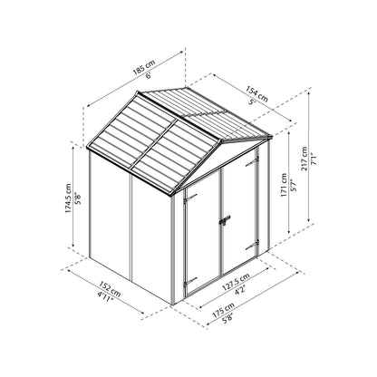 מחסן גינה Rubicon אפור כהה 1.9X1.5 מבית פלרם - Canopia
