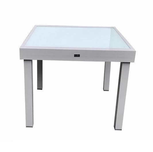 שולחן מרובע למרפסת ולגינה 90 *90/180 אפור בהיר