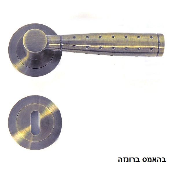 ידית לדלת ממתכת עם חורים, מהממת בברונזה