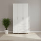 ארון בגדים אלון 3 דלתות + 3 מגירות לבן