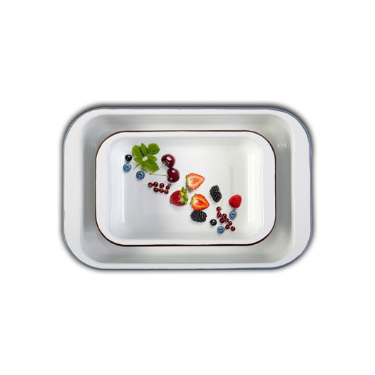 זוג תבניות אמייל 25*38 ס"מ + 18*22 ס"מ ENAMELWARE לבן Food Appeal