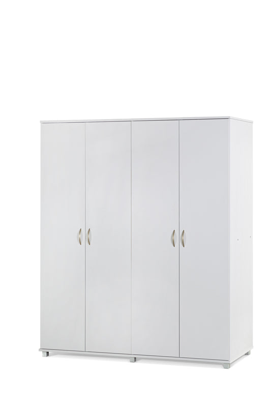 ארון בגדים  4 דלתות דלתות מדפים ותליה לבן