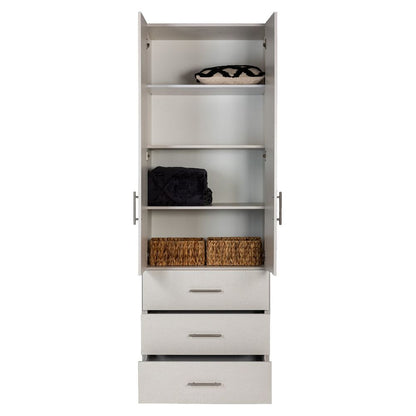 ארון אלון 2 דלתות+3 מגירות עץ מולבן