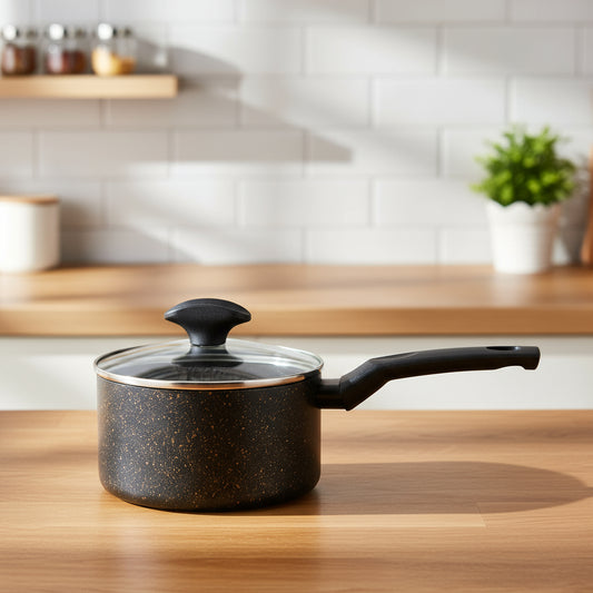 קלחת 16 ס"מ 1.65 ליטר OPTIMA ציפוי שיש ידית שחורה סולתם