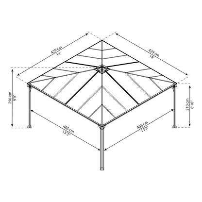 גזיבו לגינה Palermo אפור כהה 4.3X4.3 מבית פלרם - Canopia