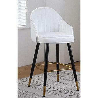 מארז זוג כסאות בר גובה מושב 65 סמ בד קטיפה יוקרתי דגם MSH-222-666  הסדרה היוקרתית לבן
