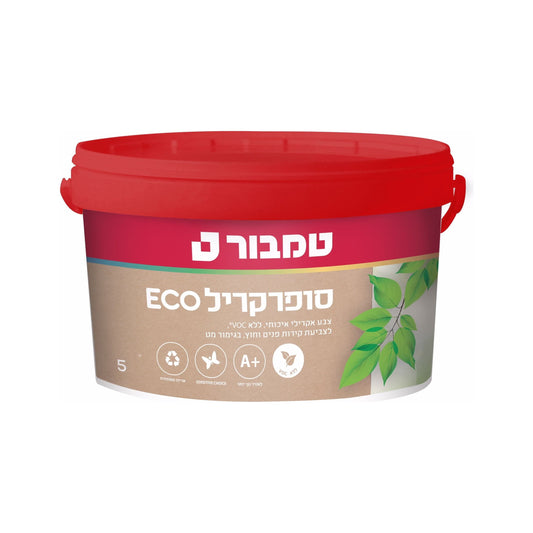 צבע קיר סופרקריל אקו מט לבן פסטל 5 ליטר טמבור