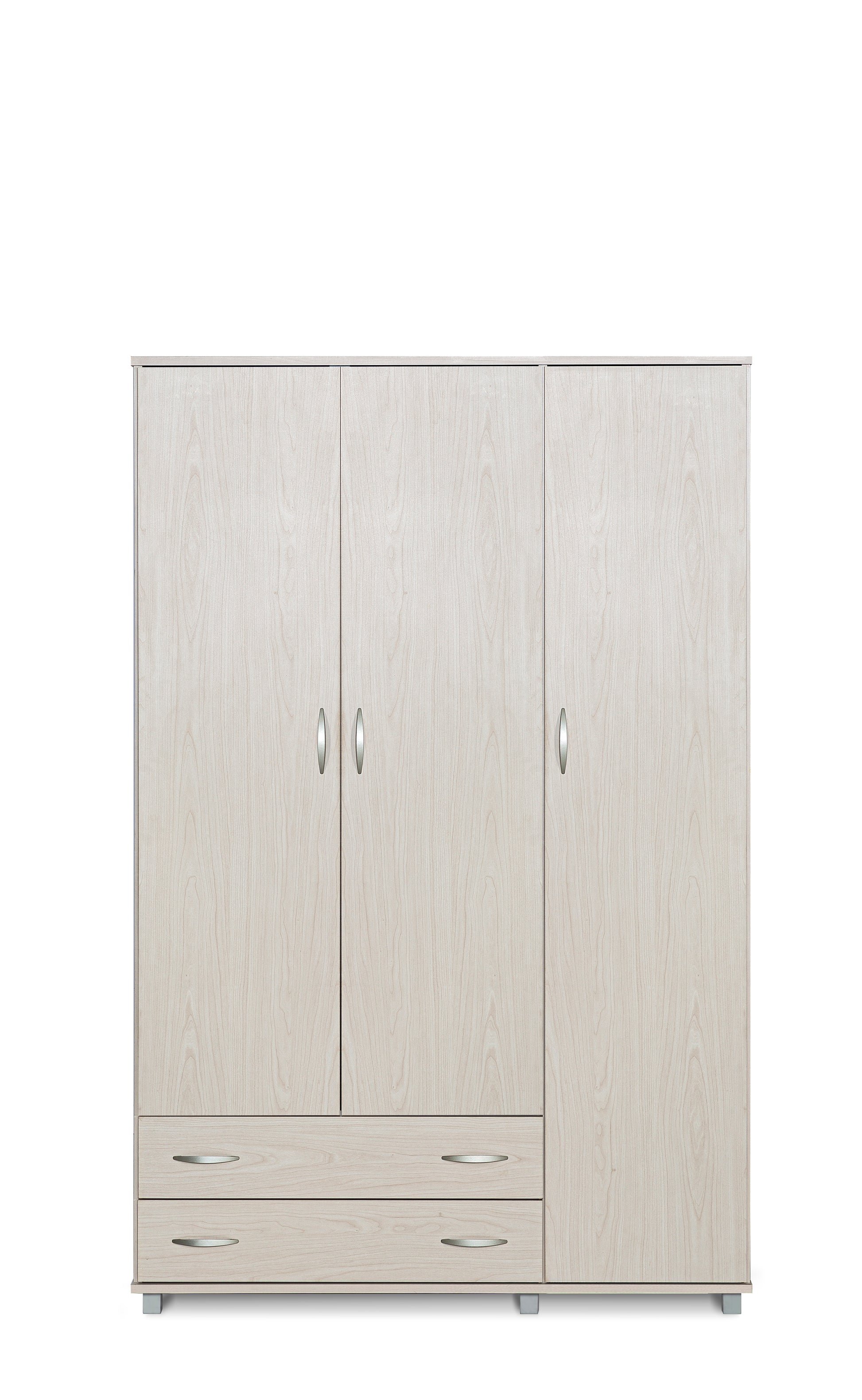 ארון בגדים 3 דלתות בשילב 2 מגירות מייפל מולבן