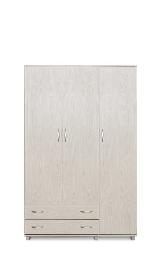 ארון בגדים 3 דלתות בשילב 2 מגירות מייפל מולבן