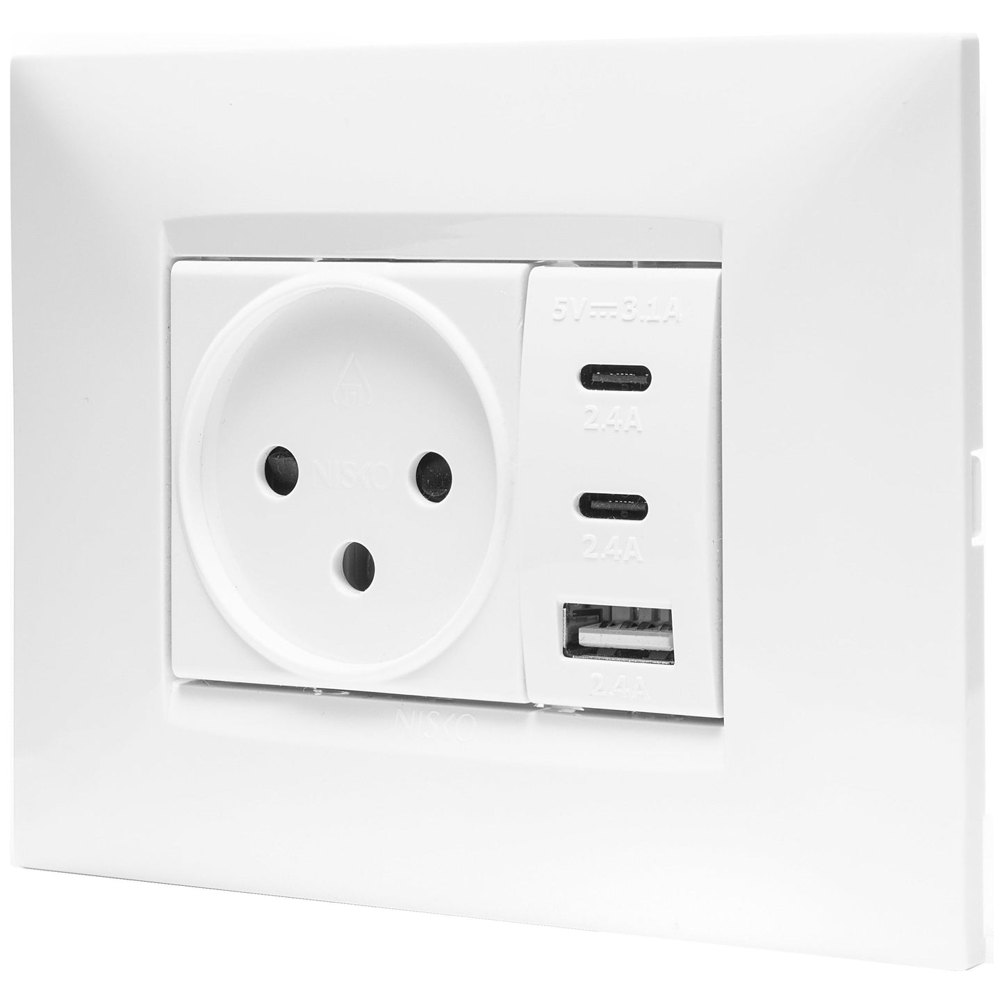 מטען 3 יציאות3.1A 2C+A USB לבן