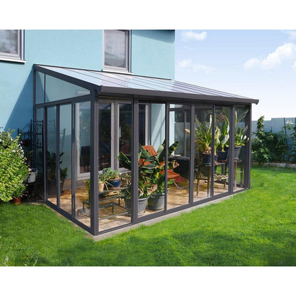 פרגולה אלומיניום סגורה SanRemo אפורה 3X4.4 קירוי שקוף