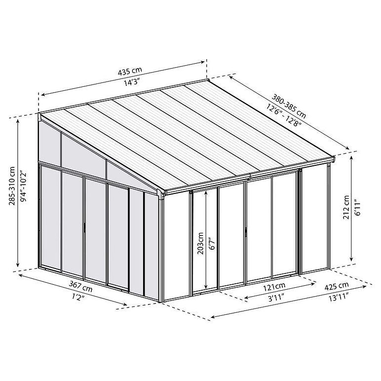 פרגולה אלומיניום סגורה SanRemo לבנה 3.9X4.4 קירוי לבן